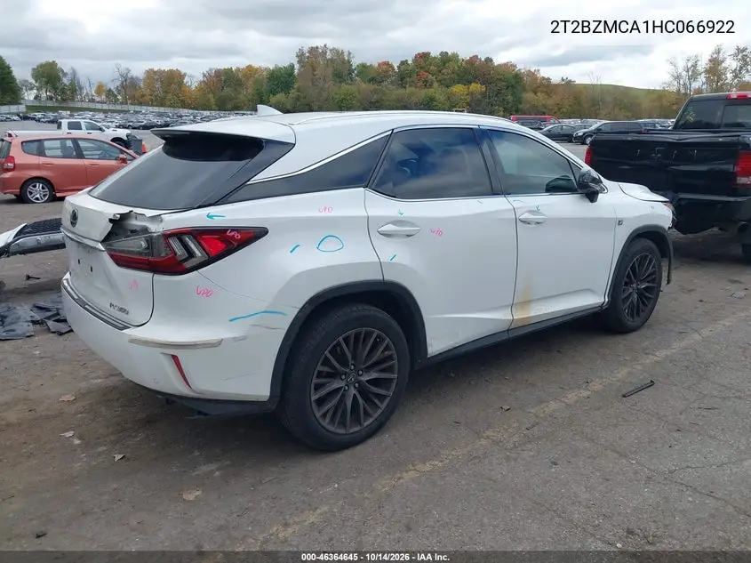 2017 LEXUS RX VIN 2T2BZMCA1HC066922 — фото 4