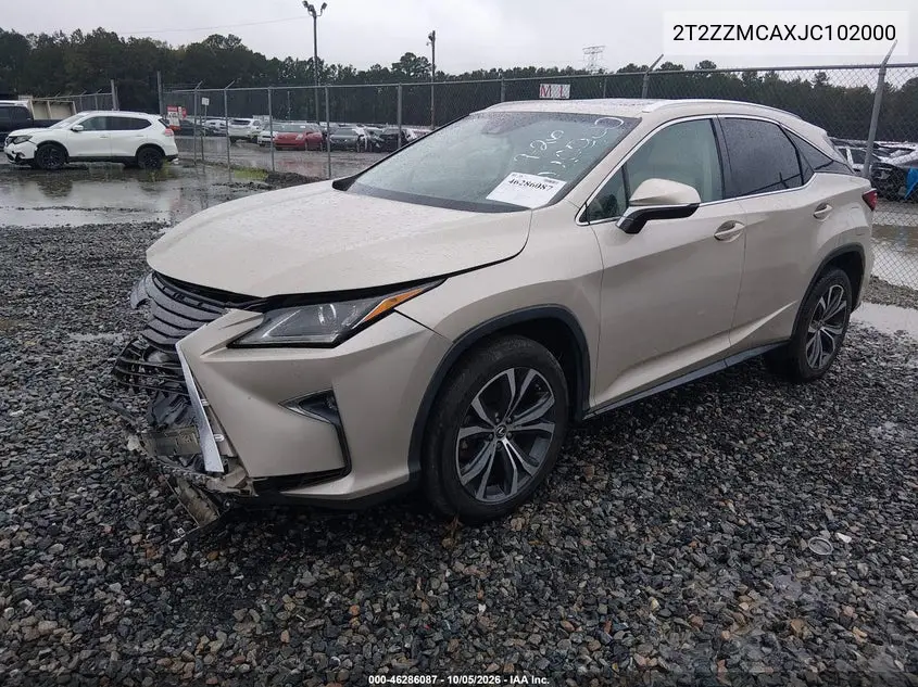 2018 LEXUS RX VIN 2T2ZZMCAXJC102000 — фото 2