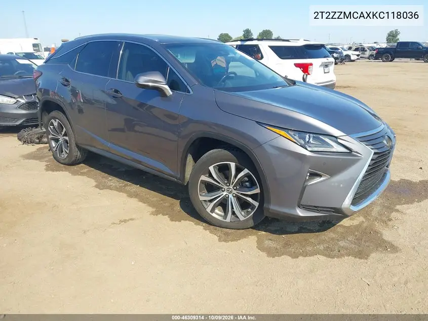 LEXUS RX 2019, VIN 2T2ZZMCAXKC118036
