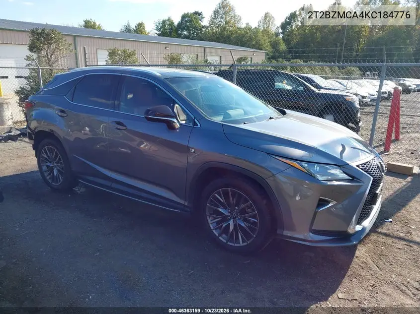 LEXUS RX 2019, VIN 2T2BZMCA4KC184776