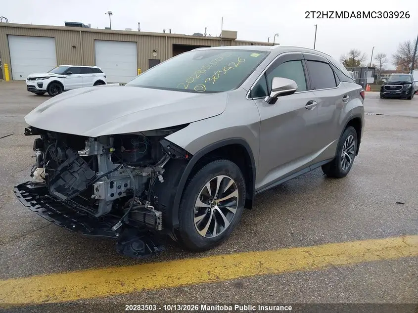 2021 LEXUS RX VIN 2T2HZMDA8MC303926 — фото 2