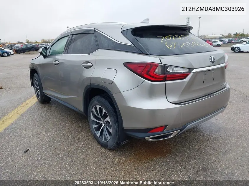 2021 LEXUS RX VIN 2T2HZMDA8MC303926 — фото 3