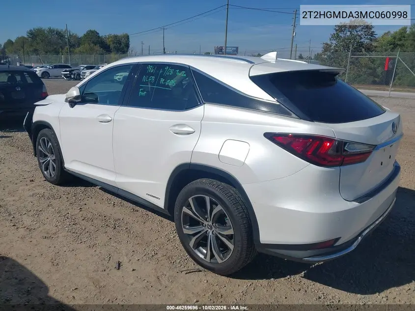 2021 LEXUS RX VIN 2T2HGMDA3MC060998 — фото 3