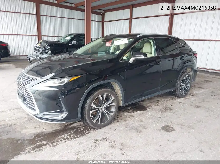 2021 LEXUS RX VIN 2T2HZMAA4MC216058 — фото 2