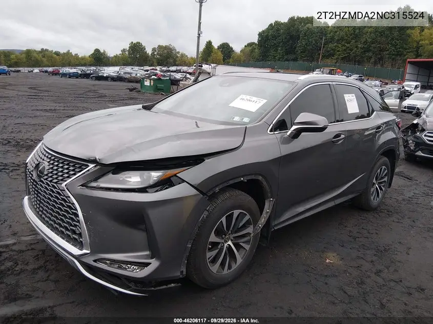 2022 LEXUS RX VIN 2T2HZMDA2NC315524 — фото 2