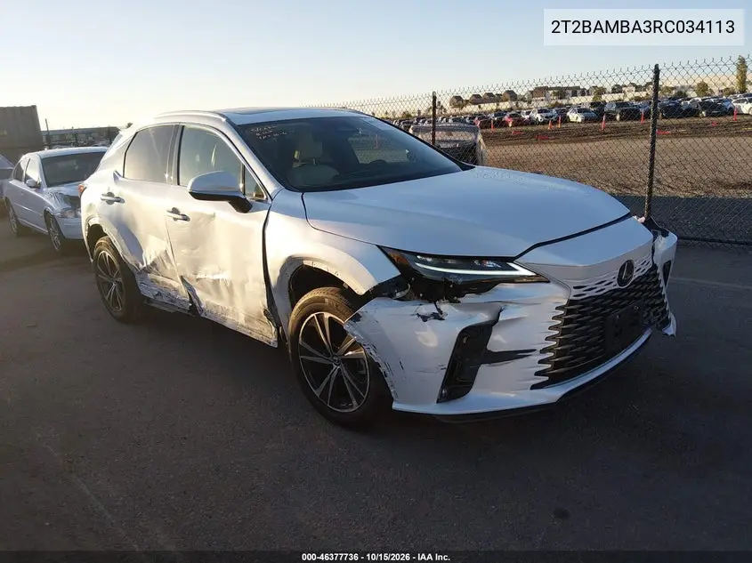 LEXUS RX 2024, VIN 2T2BAMBA3RC034113