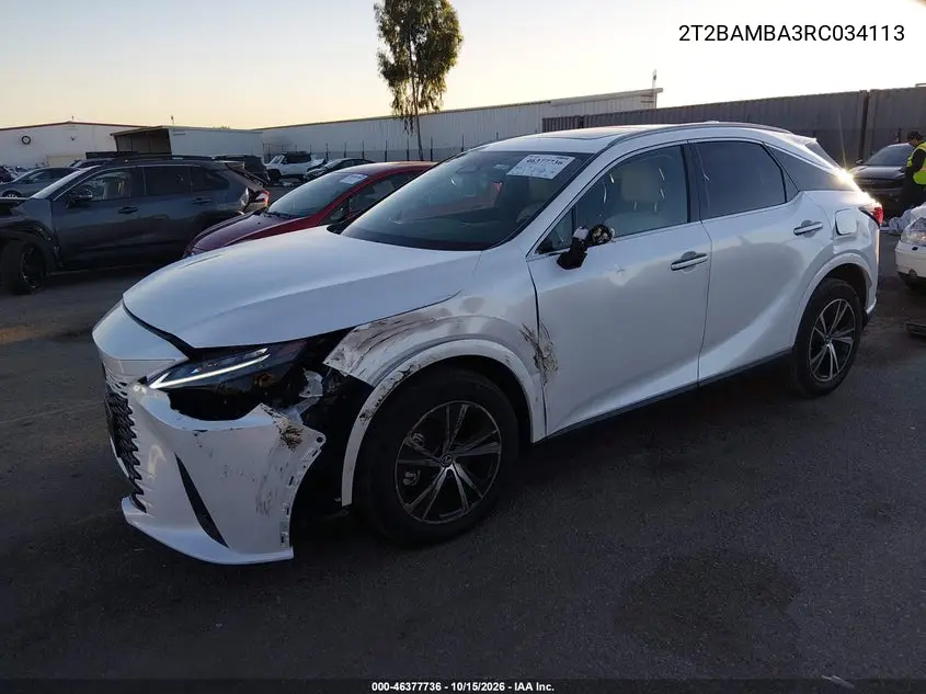2024 LEXUS RX VIN 2T2BAMBA3RC034113 — фото 2