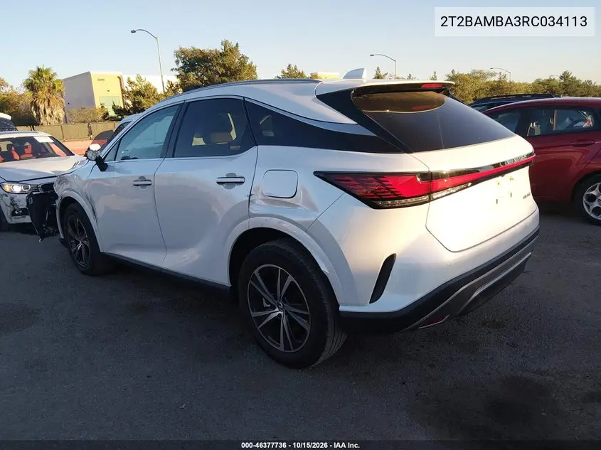 2024 LEXUS RX VIN 2T2BAMBA3RC034113 — фото 3