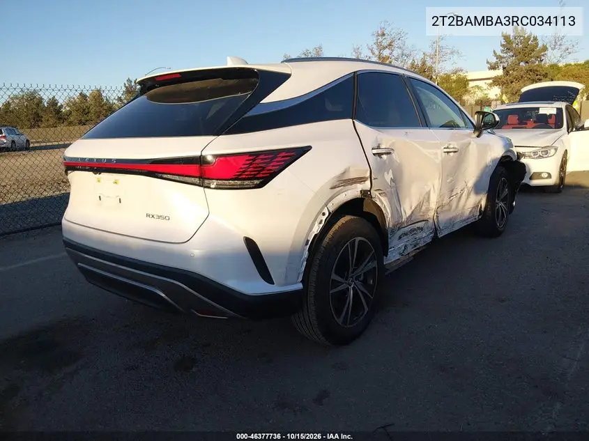 2024 LEXUS RX VIN 2T2BAMBA3RC034113 — фото 4