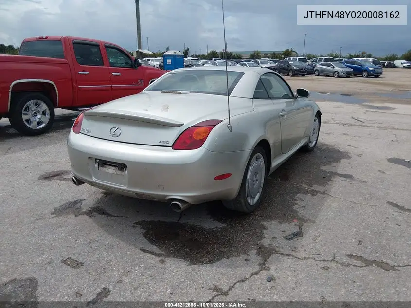 2002 LEXUS SC VIN JTHFN48Y020008162 — фото 4