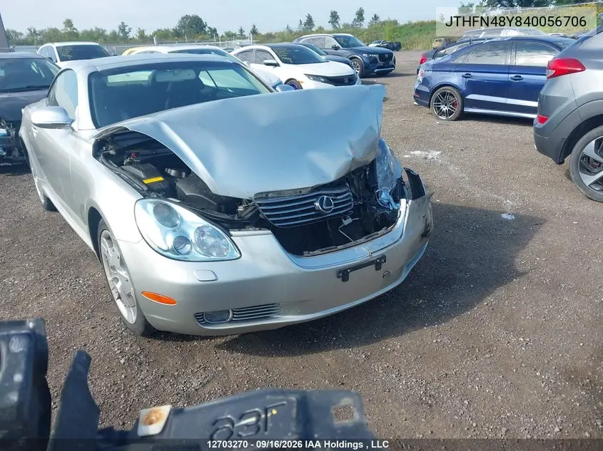 LEXUS SC 2004, VIN JTHFN48Y840056706
