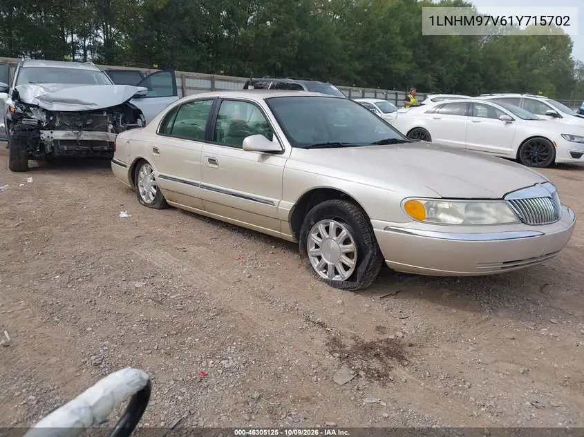 LINCOLN CONTINENTAL 2001, VIN 1LNHM97V61Y715702