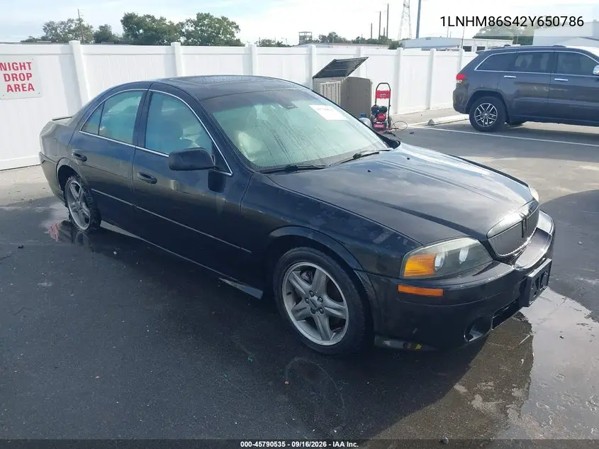 LINCOLN LS 2002, VIN 1LNHM86S42Y650786
