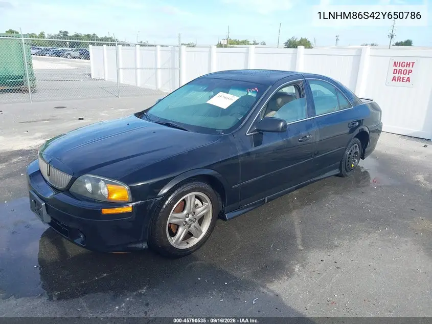 2002 LINCOLN LS VIN 1LNHM86S42Y650786 — фото 2