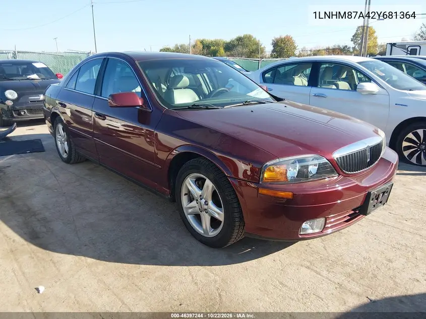 LINCOLN LS 2002, VIN 1LNHM87A42Y681364