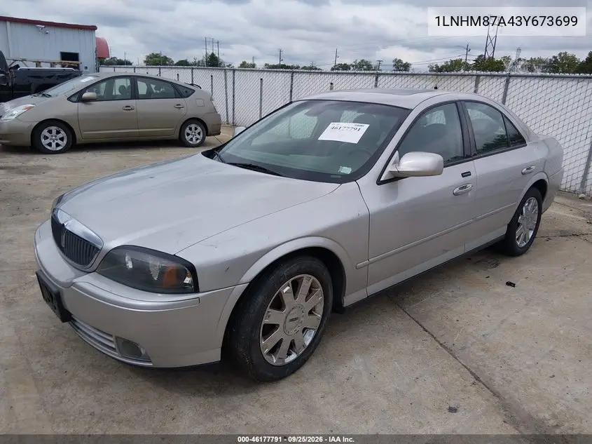 2003 LINCOLN LS VIN 1LNHM87A43Y673699 — фото 2