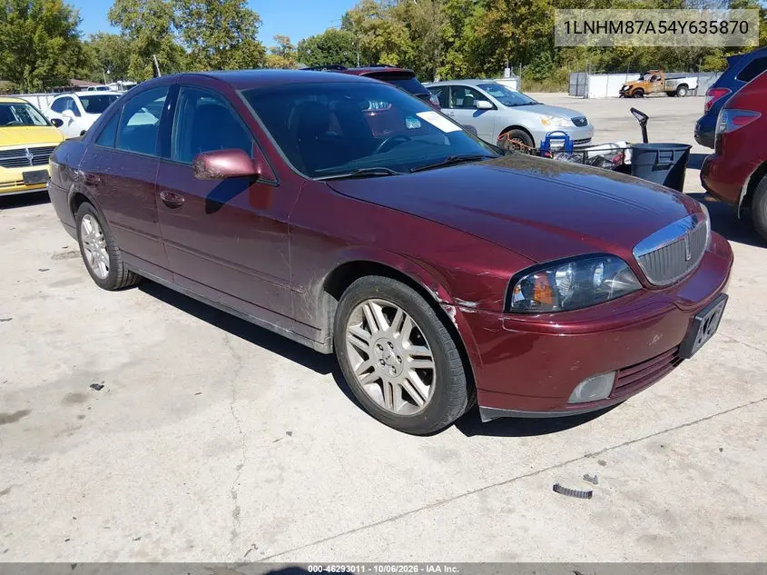 LINCOLN LS 2004, VIN 1LNHM87A54Y635870