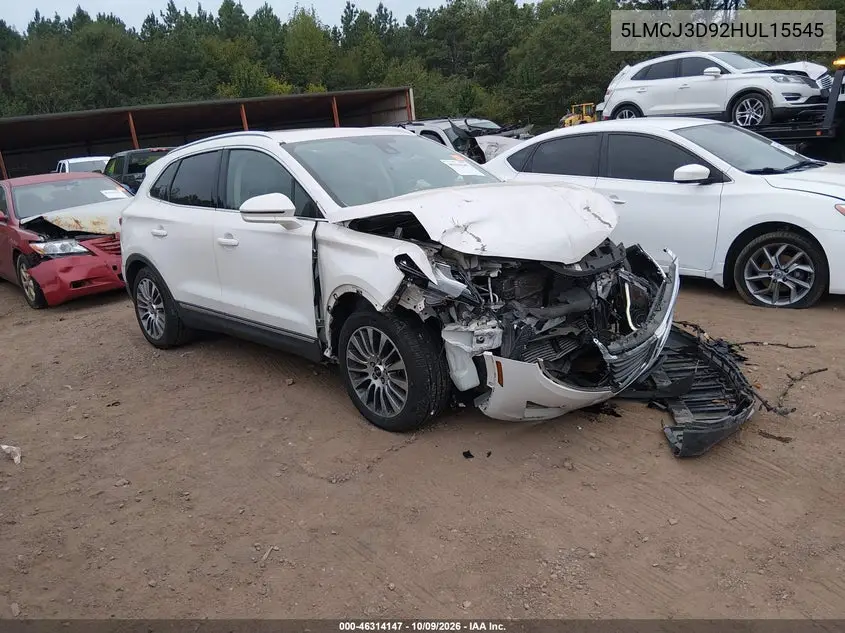 LINCOLN MKC 2017, VIN 5LMCJ3D92HUL15545