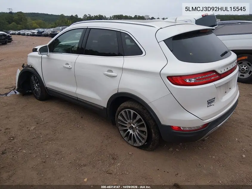 2017 LINCOLN MKC VIN 5LMCJ3D92HUL15545 — фото 3