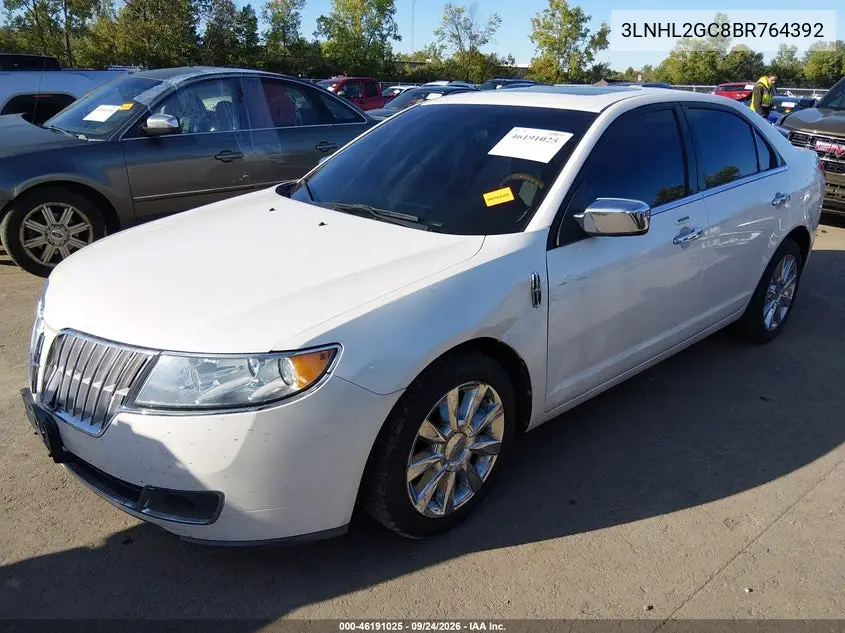 2011 LINCOLN MKZ VIN 3LNHL2GC8BR764392 — фото 2