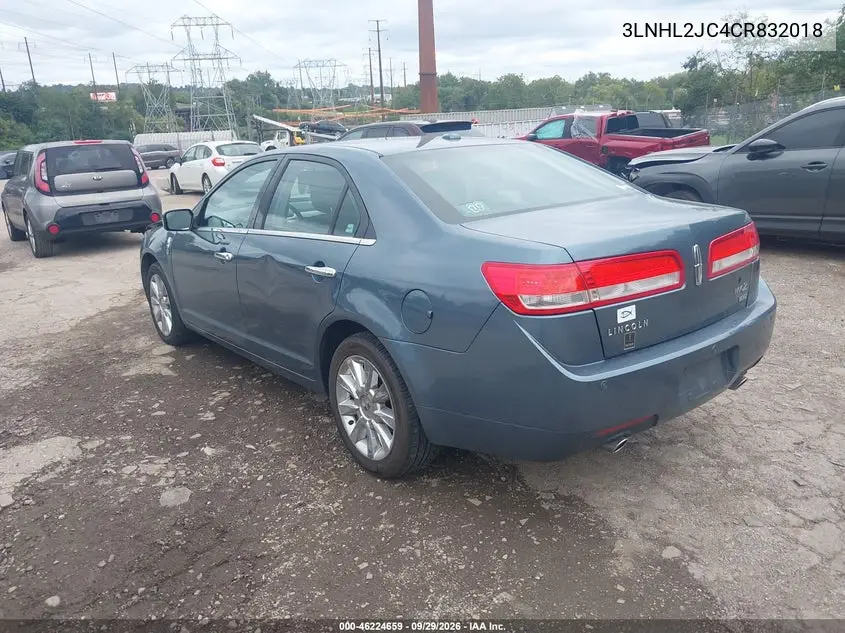 2012 LINCOLN MKZ VIN 3LNHL2JC4CR832018 — фото 2