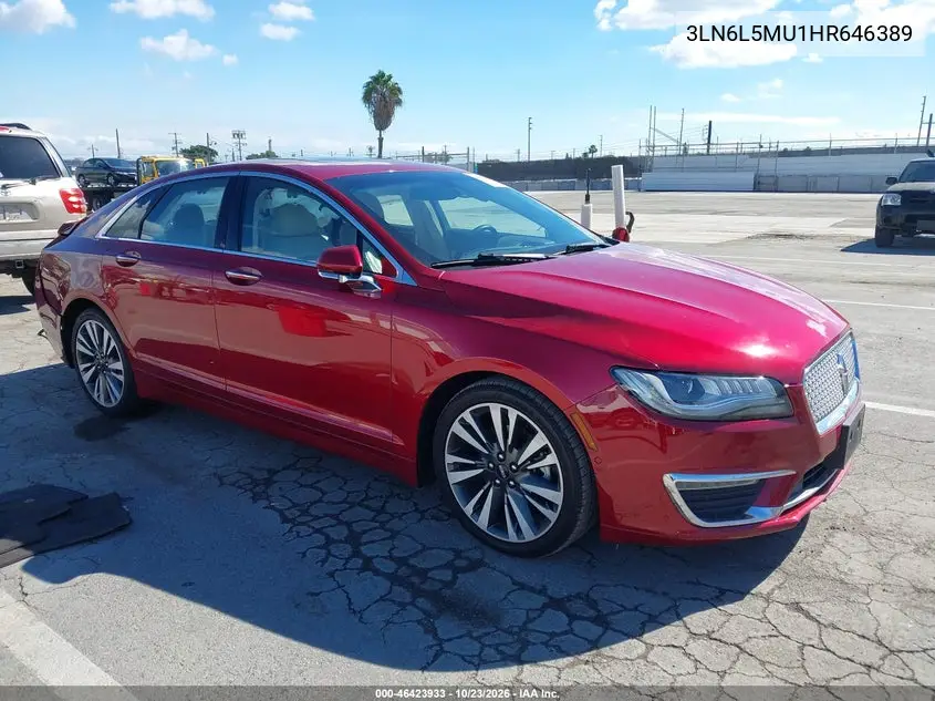 LINCOLN MKZ 2017, VIN 3LN6L5MU1HR646389