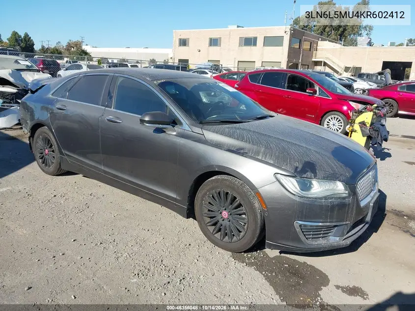 LINCOLN MKZ 2019, VIN 3LN6L5MU4KR602412