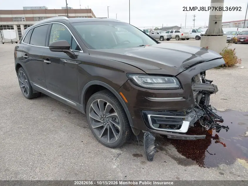 LINCOLN NAUTILUS 2019, VIN 2LMPJ8LP7KBL36992