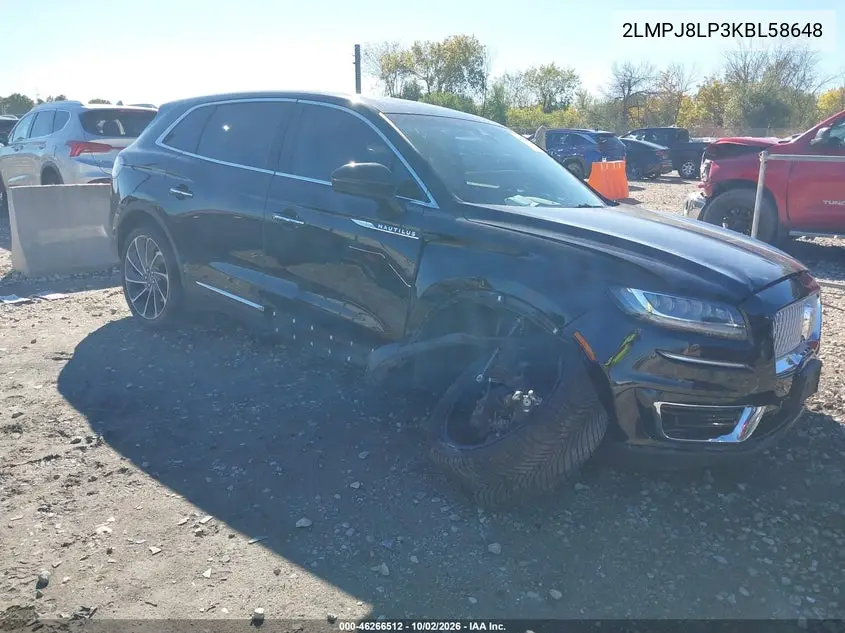 LINCOLN NAUTILUS 2019, VIN 2LMPJ8LP3KBL58648