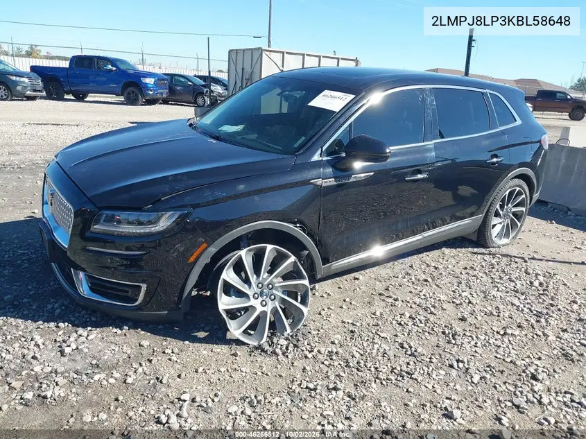 2019 LINCOLN NAUTILUS VIN 2LMPJ8LP3KBL58648 — фото 2