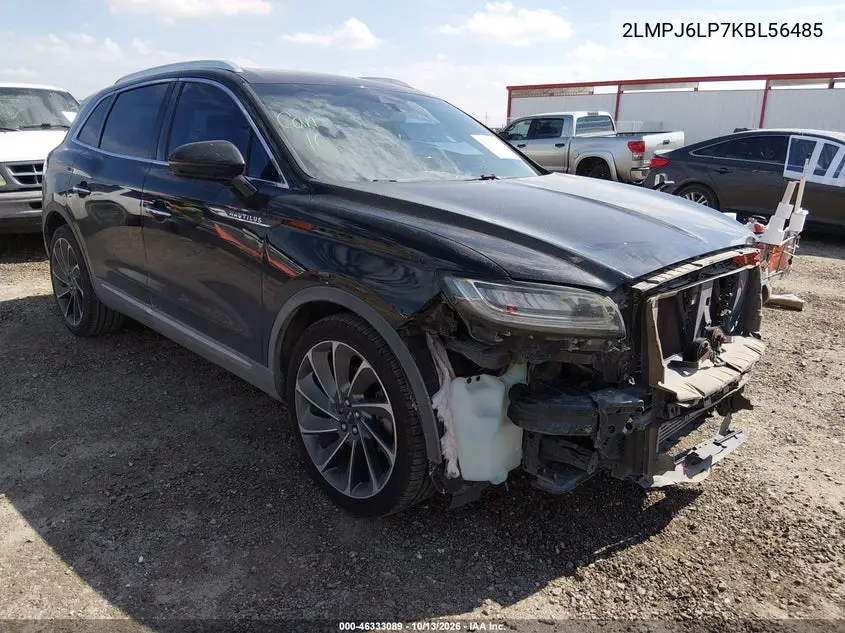 LINCOLN NAUTILUS 2019, VIN 2LMPJ6LP7KBL56485