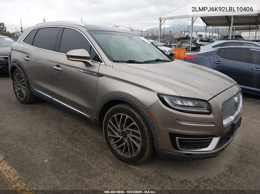 LINCOLN NAUTILUS 2020, VIN 2LMPJ6K92LBL10406