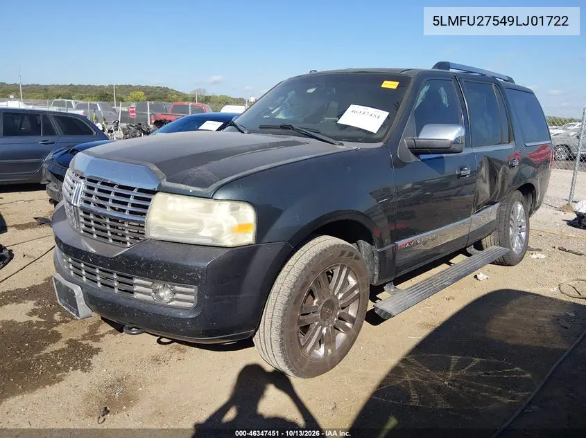 2009 LINCOLN NAVIGATOR VIN 5LMFU27549LJ01722 — фото 2