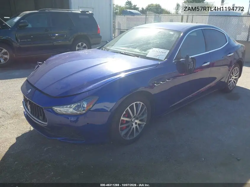 2017 MASERATI GHIBLI VIN ZAM57RTL4H1194772 — фото 2