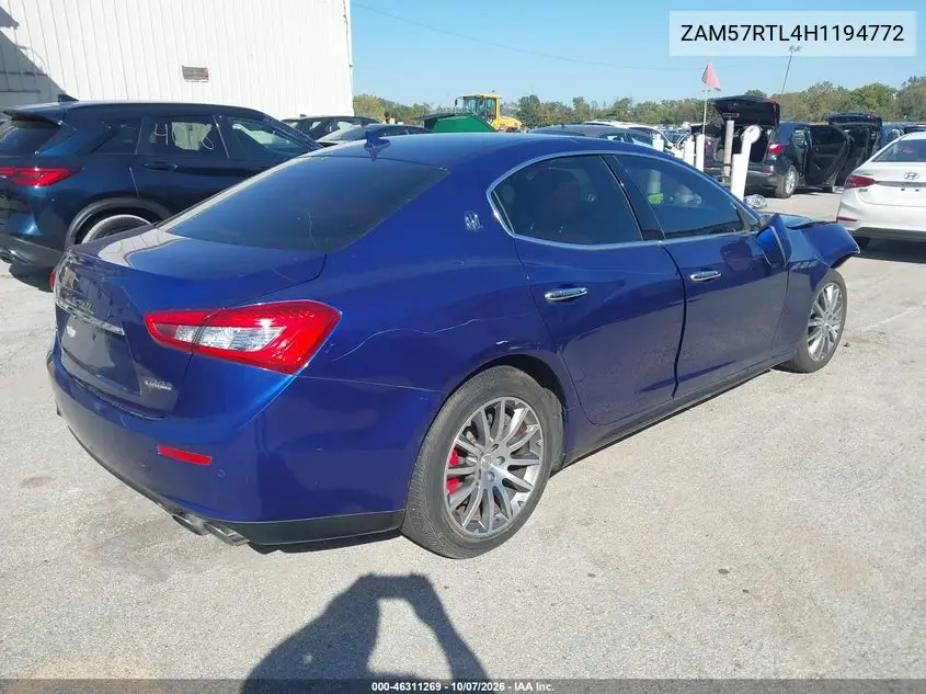 2017 MASERATI GHIBLI VIN ZAM57RTL4H1194772 — фото 4