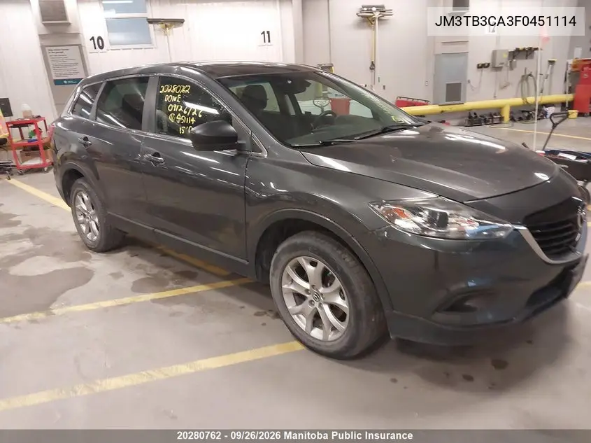MAZDA CX-9 2015, VIN JM3TB3CA3F0451114