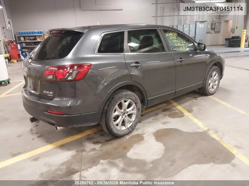 2015 MAZDA CX-9 VIN JM3TB3CA3F0451114 — фото 4