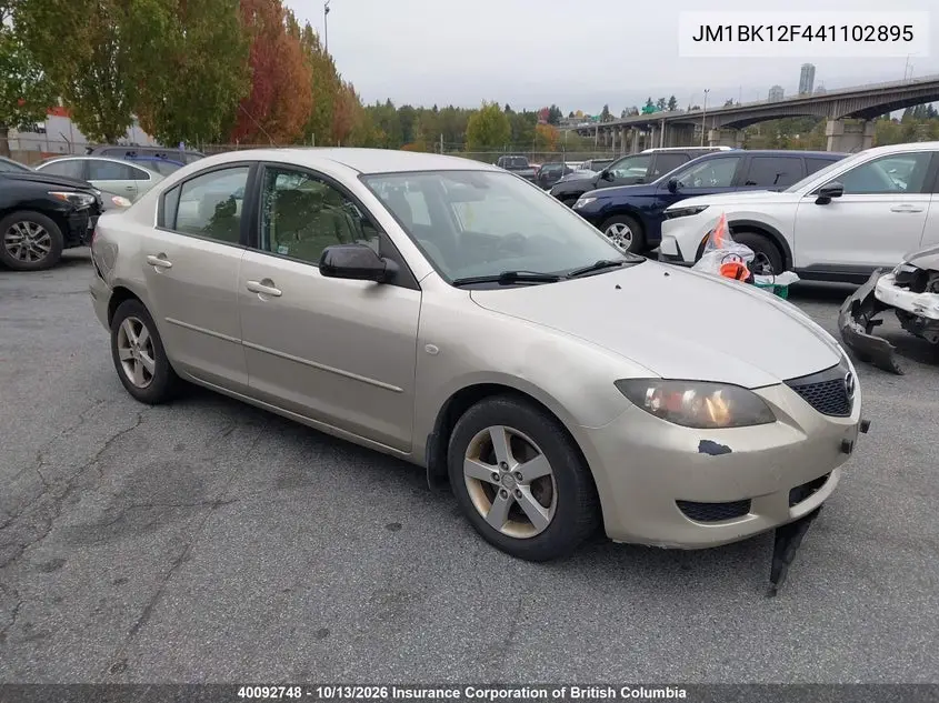 MAZDA 3 2004, VIN JM1BK12F441102895