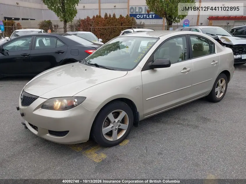 2004 MAZDA 3 VIN JM1BK12F441102895 — фото 2