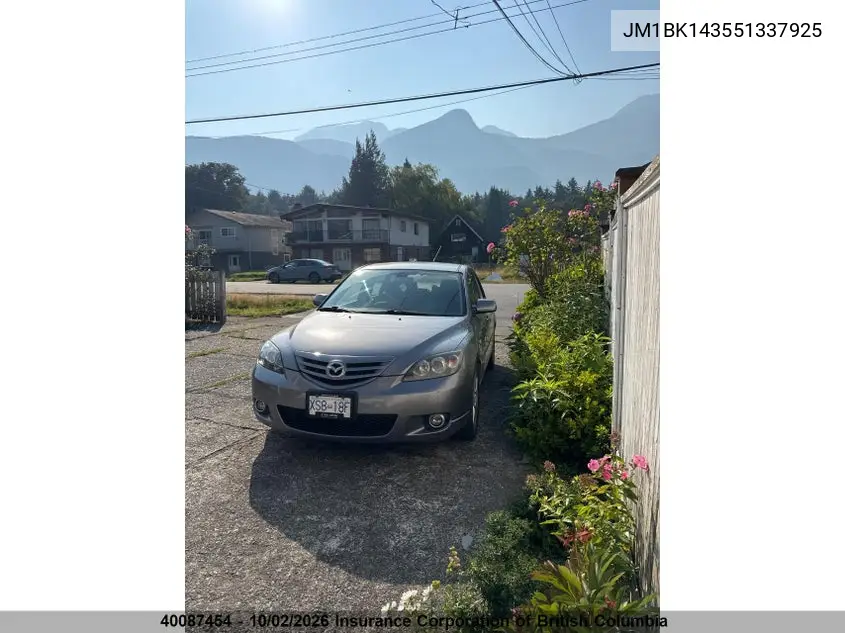 2005 MAZDA 3 VIN JM1BK143551337925 — фото 2