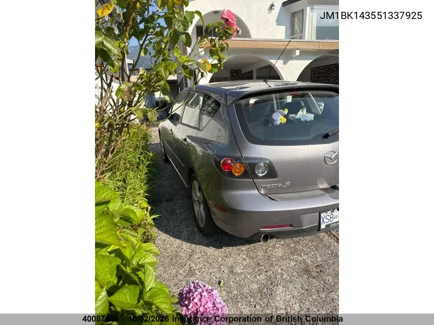 2005 MAZDA 3 VIN JM1BK143551337925 — фото 3