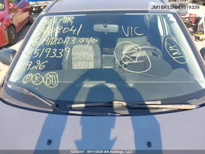 2006 MAZDA 3 VIN JM1BK12F661519339 — фото 17