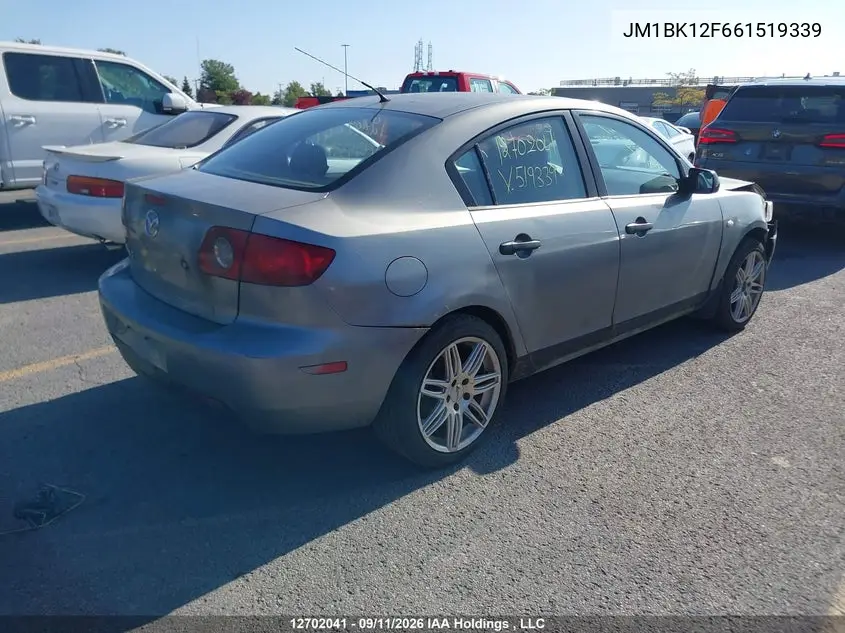 2006 MAZDA 3 VIN JM1BK12F661519339 — фото 4
