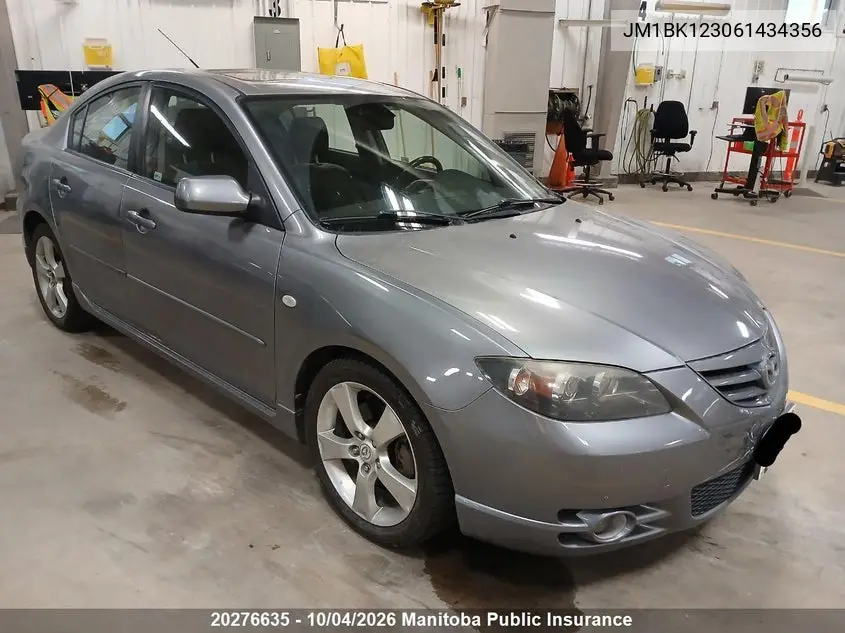 MAZDA 3 2006, VIN JM1BK123061434356