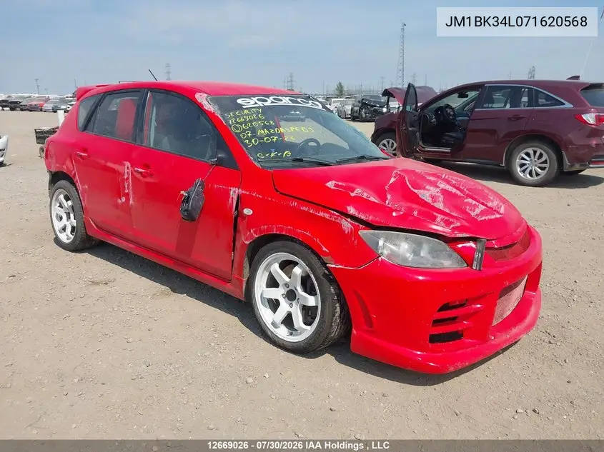 MAZDA 3 2007, VIN JM1BK34L071620568