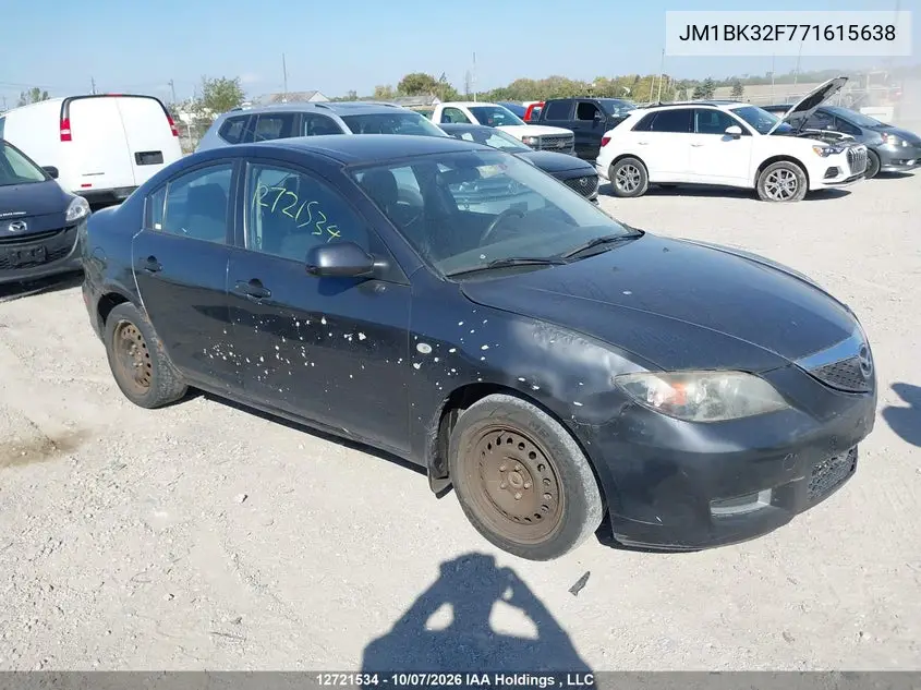 MAZDA 3 2007, VIN JM1BK32F771615638
