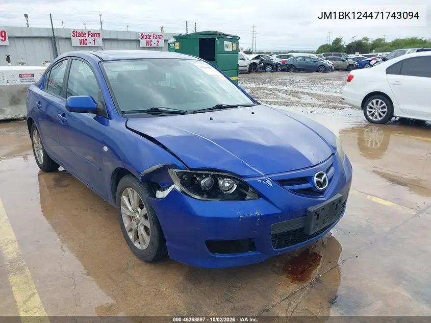 MAZDA 3 2007, VIN JM1BK124471743094
