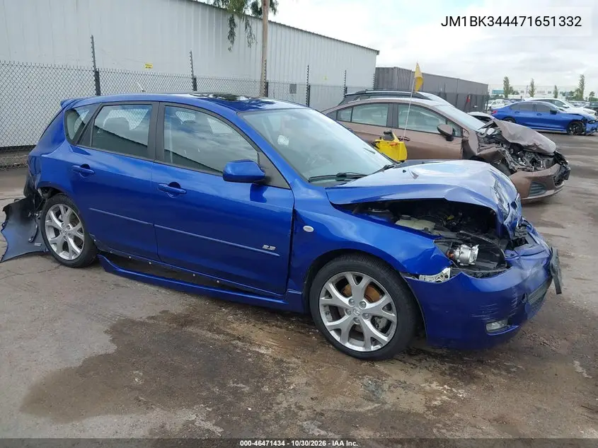 MAZDA 3 2007, VIN JM1BK344471651332