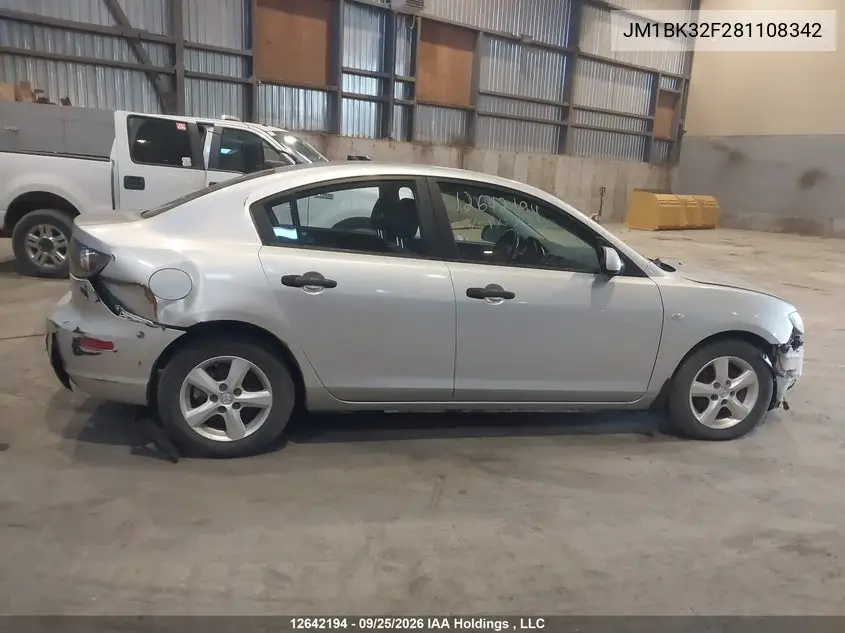 2008 MAZDA 3 VIN JM1BK32F281108342 — фото 14