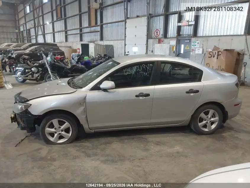 2008 MAZDA 3 VIN JM1BK32F281108342 — фото 15